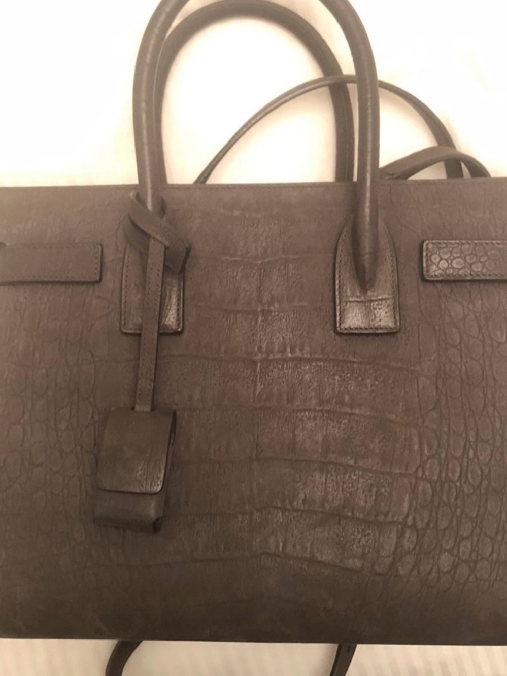 Grey saint Laurent Croc-Embossed bag